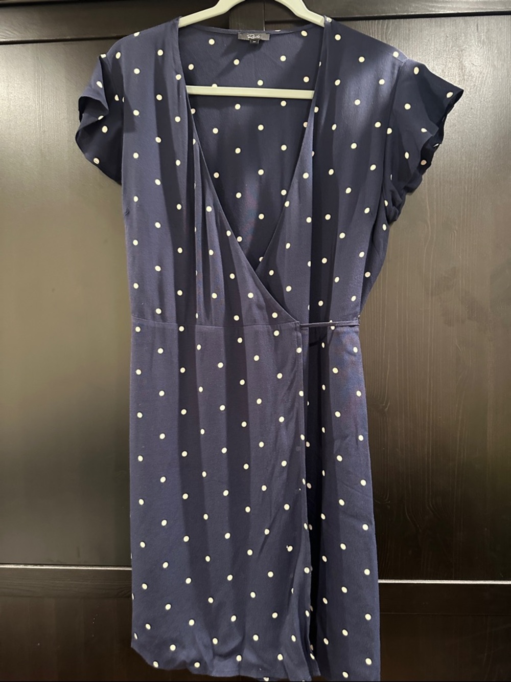 Rails Navy and White Polka Dot Wrap-Style Midi Dress